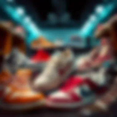 An artful arrangement of various vintage sneakers attracting collectors' attention