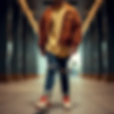 A modern outfit paired with vintage sneakers demonstrating stylish combinations