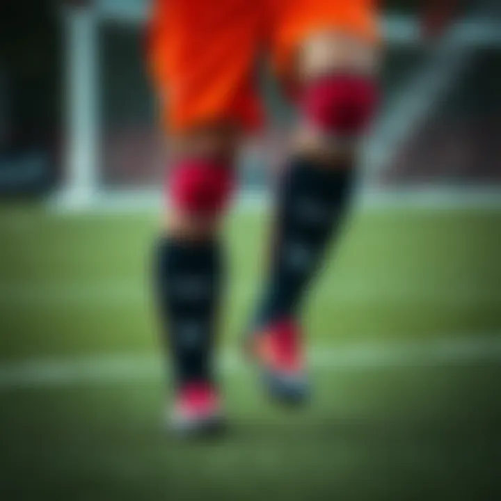 Athlete demonstrating the functionality of Voit shin guards in action