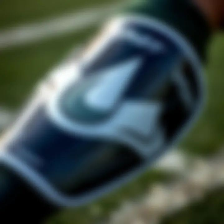 Close-up view of design elements on Voit shin guards